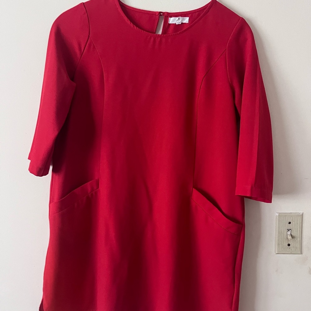 Elegant Red Dress with Pockets